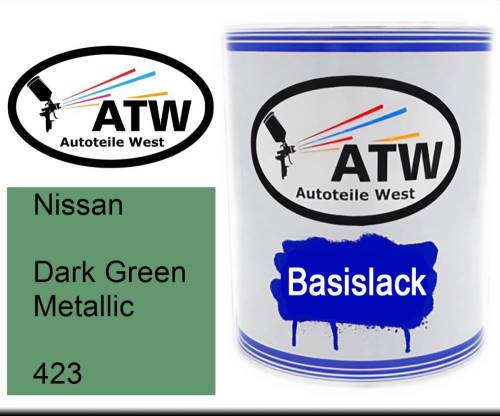 Nissan, Dark Green Metallic, 423: 1L Lackdose, von ATW Autoteile West.